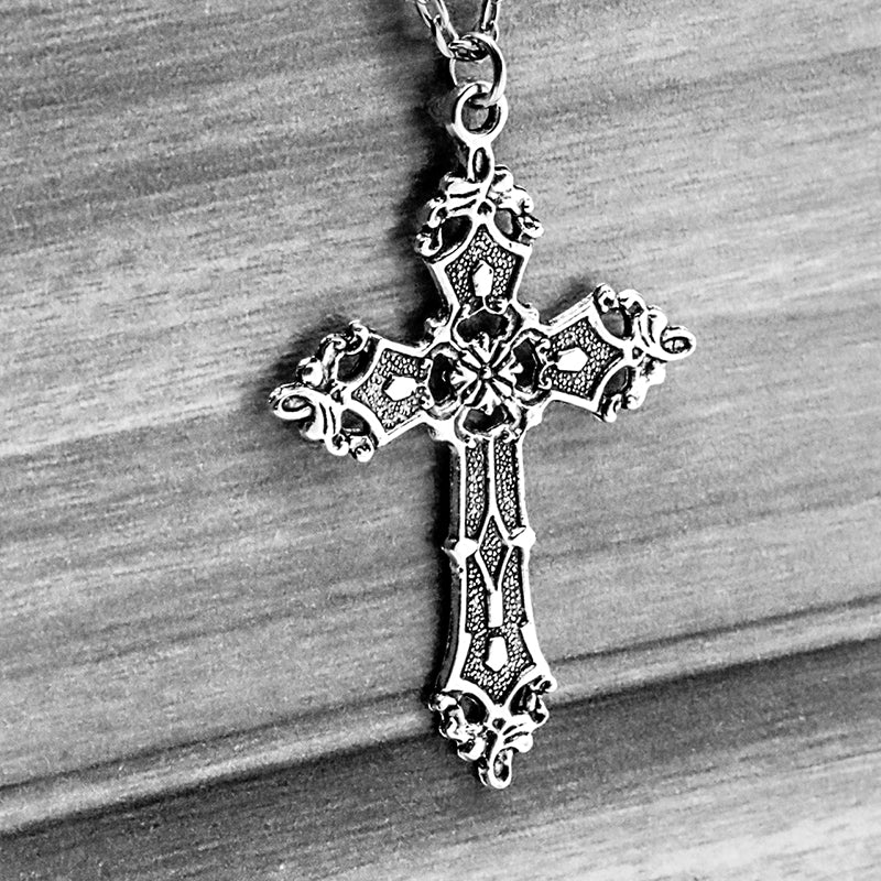 Vintage Cross Pendant Necklace for Women Goth Accessories Go