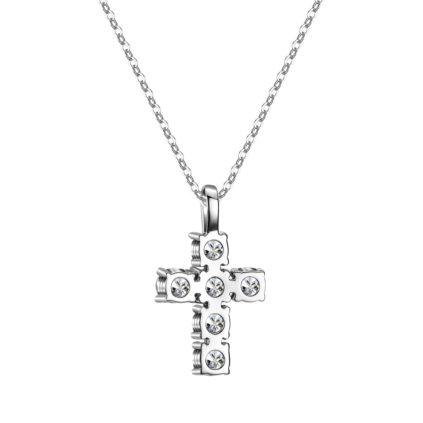 925 Sterling Silver Pendant Necklace with Moissanite Women’s Fashion Cross & Geometric New Design Silver Pendant Clavicle Chain