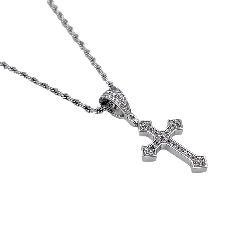 Tiny Solid Celtic Cross Zircon Necklace - Trendy Hip-hop Pendant Accessory