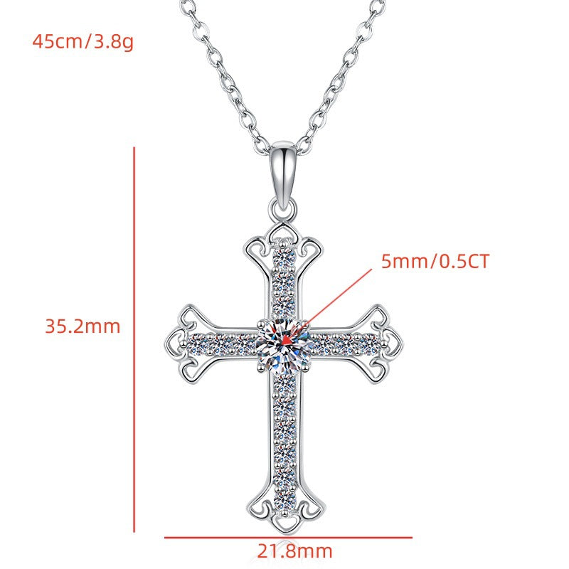 Cross Necklace · S925 Sterling Silver Jewelry · Pendant for Peace & Protection · Luxury Sweater Chain & Clavicle Chain