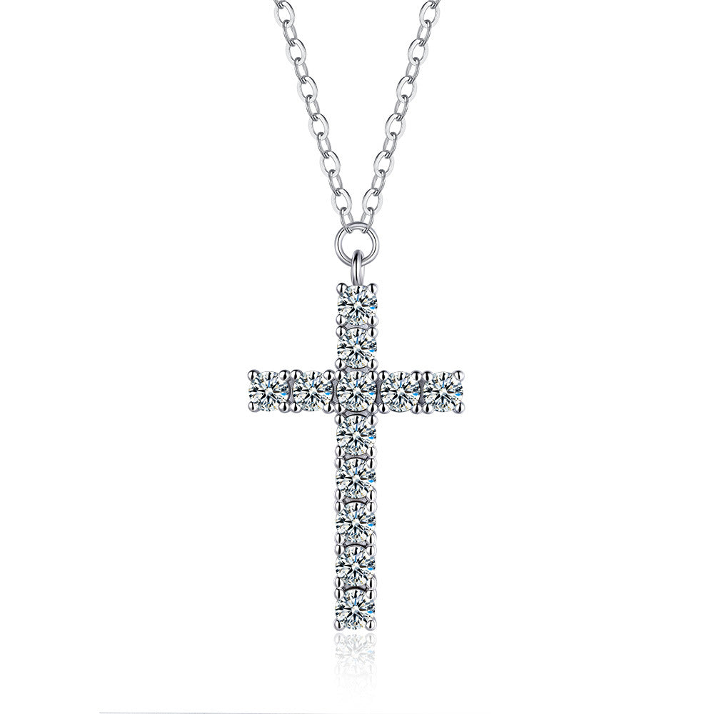 S925 Sterling Silver Cross Necklace for Women Elegant Minimalist Cross Pendant with Sparkling Moissanite Accents Premium Quality | Tarnish-Resistant | Timeless Luxe Design