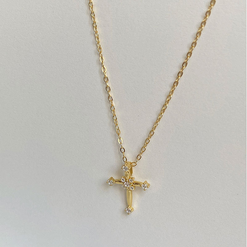 Luxury Minimalist Cross Necklace for Women · Unique Design Full-Diamond Clavicle Chain · Elegant Temperament