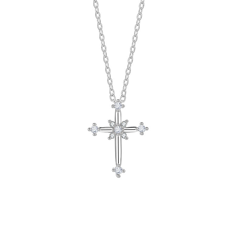 Luxury Minimalist Cross Necklace for Women · Unique Design Full-Diamond Clavicle Chain · Elegant Temperament