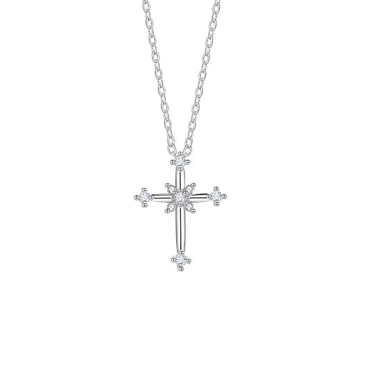 Luxury Minimalist Cross Necklace for Women · Unique Design Full-Diamond Clavicle Chain · Elegant Temperament
