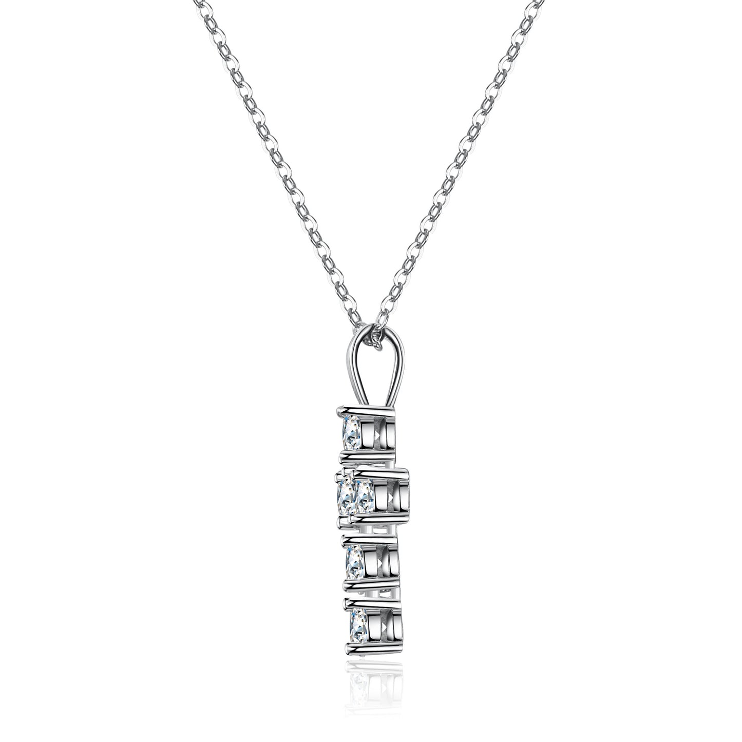 925 Sterling Silver Pendant Necklace with Moissanite Women’s Fashion Cross & Geometric New Design Silver Pendant Clavicle Chain