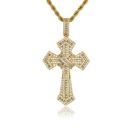 Hot-Selling Hip-hop Cross Necklace · Mixed-Zircon Unisex Trendy Pendant