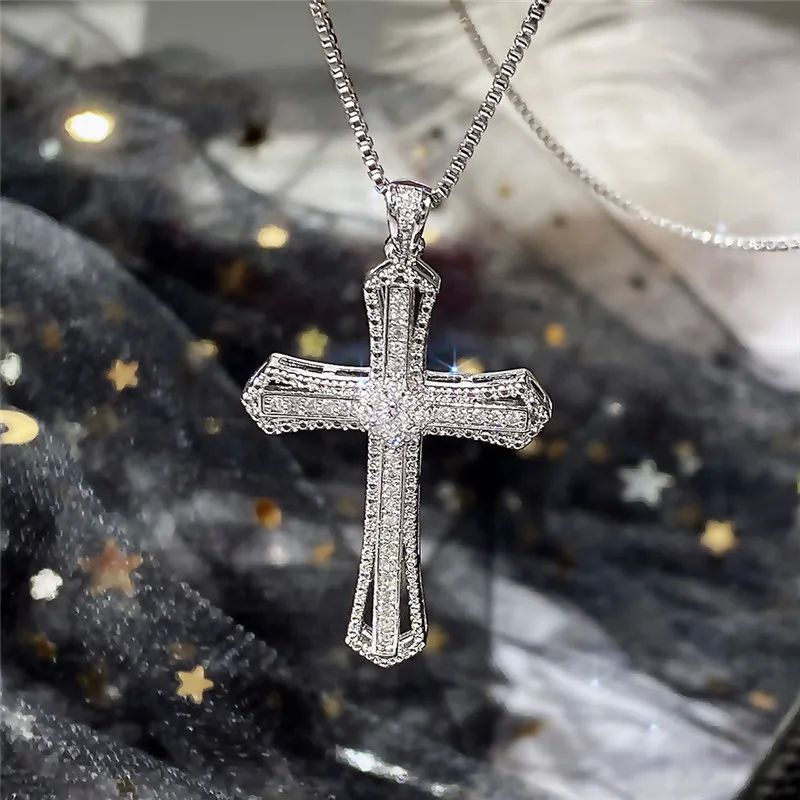 Hip Hop Cross Necklace for Women with Dazzling CZ Stones