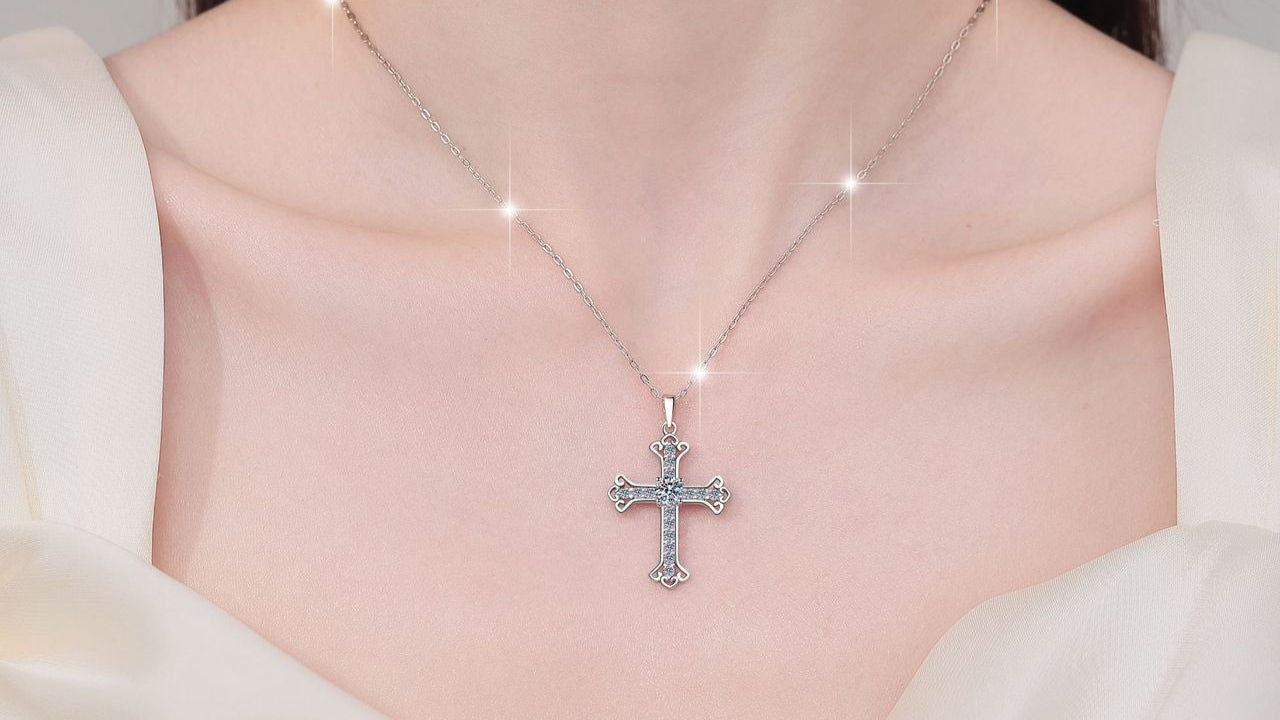 Cross Necklace · S925 Sterling Silver Jewelry · Pendant for Peace & Protection · Luxury Sweater Chain & Clavicle Chain