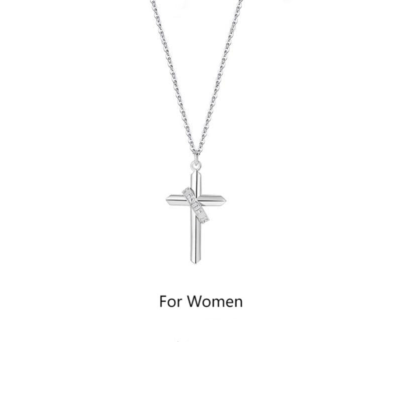 Cross S925 Sterling Silver Couple Necklaces - Unisex Pendant Accessories with Minimalist Design Aesthetic, Ideal for Trendsetters and Hip - Hop Enthusiasts