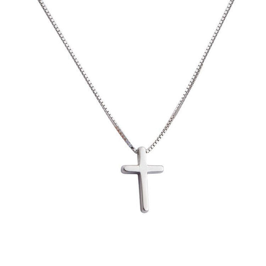 S925 Sterling Silver Minimalist Cross Necklace - Women's Fashionable Niche Design Collarbone Chain with Versatile Statement Pendant