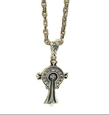 Punk Cross Necklace - Unisex Vintage  Silver Alphabet Necklace with 9 O'Clock Pendant