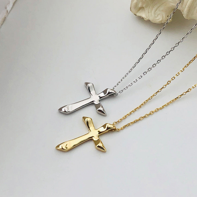 Stylish New S925 Sterling Silver Cross Necklace for Women - Short Collarbone Chain with Cross Pendant