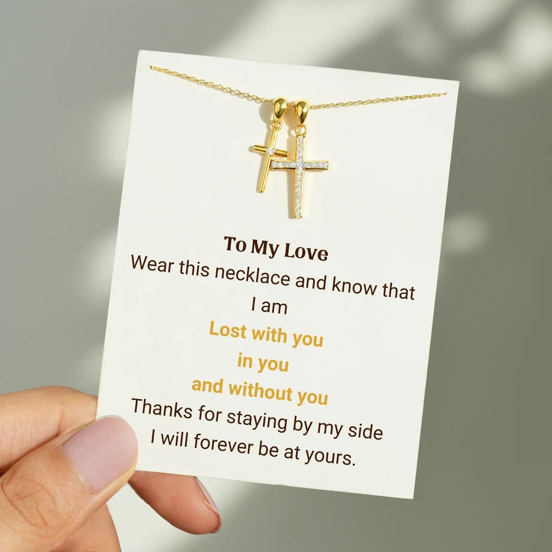 S925 Sterling Silver Double Cross Minimalist Pendant Necklace - Trendy Collarbone Chain for Women, Internet-Famous Style