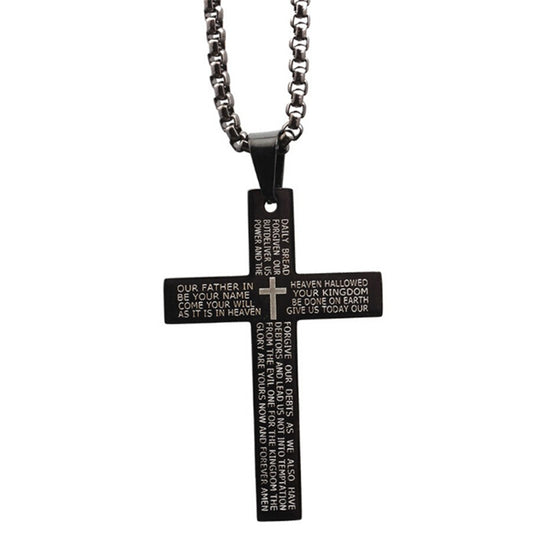 Trendy Unisex Stainless Steel Necklace with Titanium Steel Cross Pendant - Engravable & Versatile Jewelry