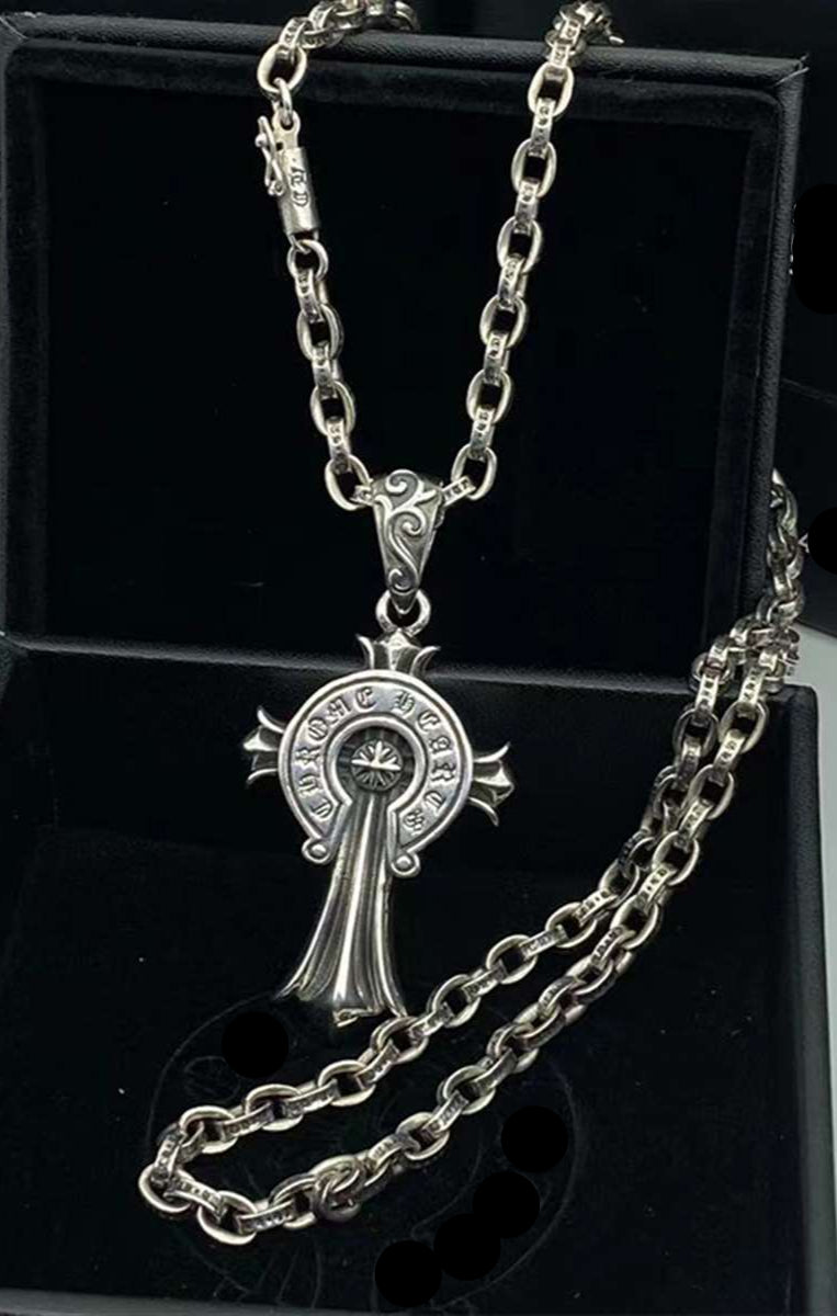 Punk Cross Necklace - Unisex Vintage  Silver Alphabet Necklace with 9 O'Clock Pendant