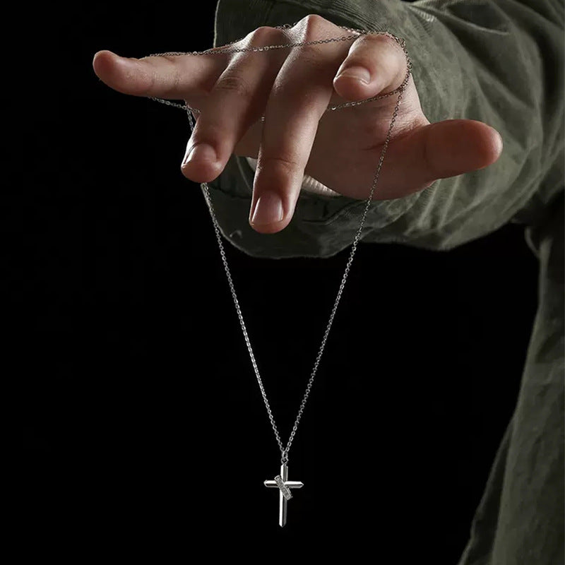 Cross S925 Sterling Silver Couple Necklaces - Unisex Pendant Accessories with Minimalist Design Aesthetic, Ideal for Trendsetters and Hip - Hop Enthusiasts