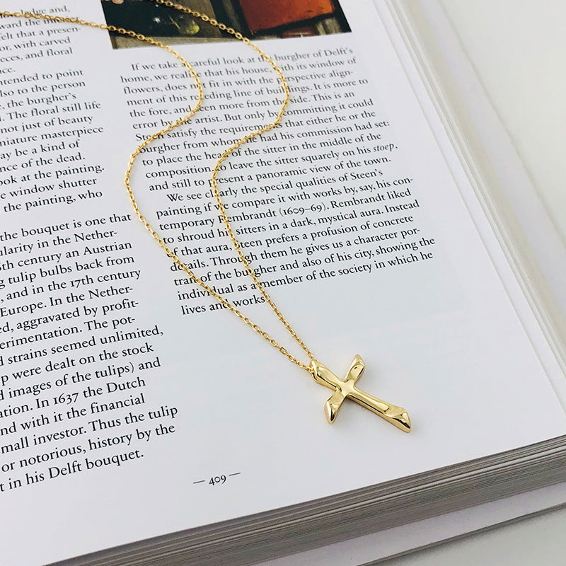 Stylish New S925 Sterling Silver Cross Necklace for Women - Short Collarbone Chain with Cross Pendant