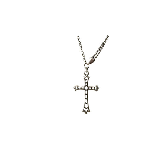 S925 Sterling Silver Necklace - Japanese-Korean INS Aesthetic Cold-Front Style Minimalist Personalized Vintage Cross Necklace for Women