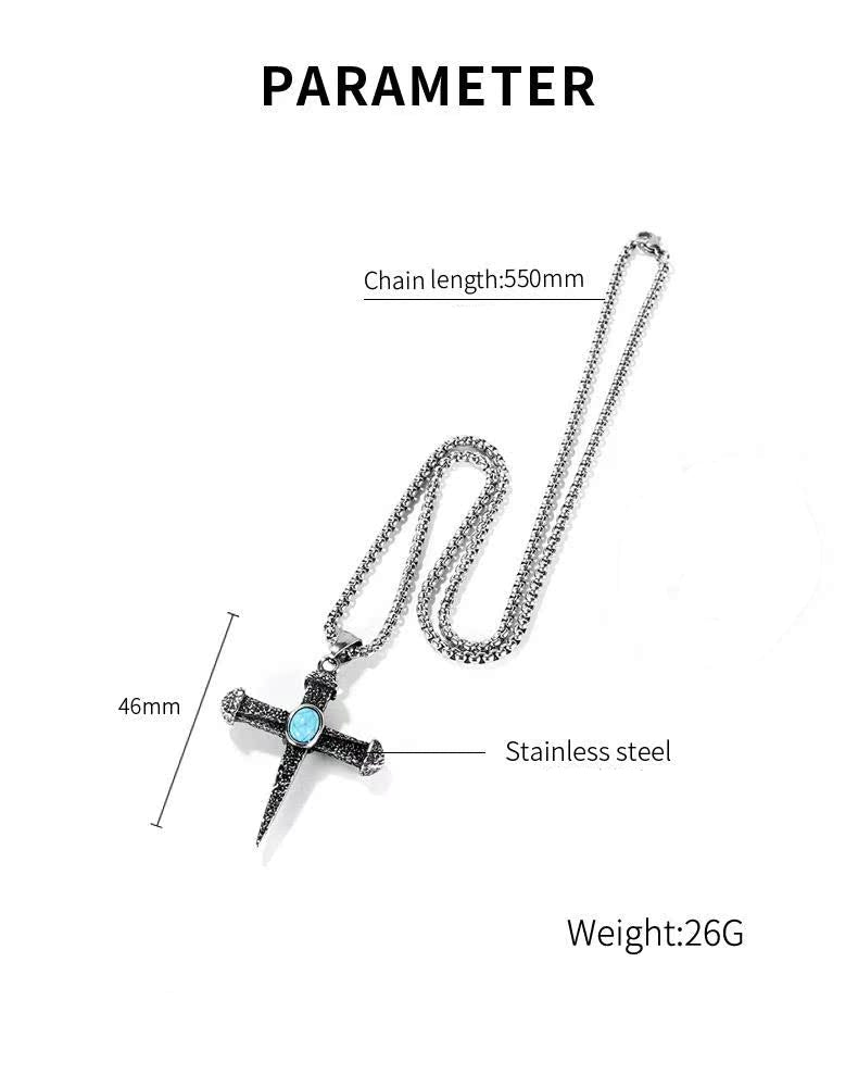 Retro cross long  titanium steel necklace