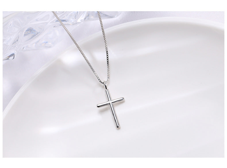 S925 Sterling Silver Cross Necklace for Women - Stylish Western  Accessory, Trendy Xiaohongshu Dupe Clavicle Chain