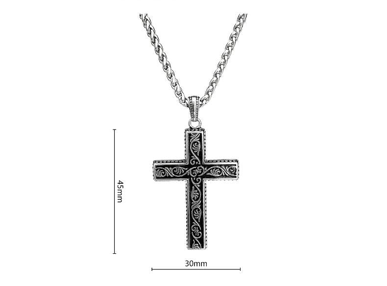 Unisex Retro Engraved Cross Necklace – Timeless Niche Design, Classic Elegance & Modern Edge