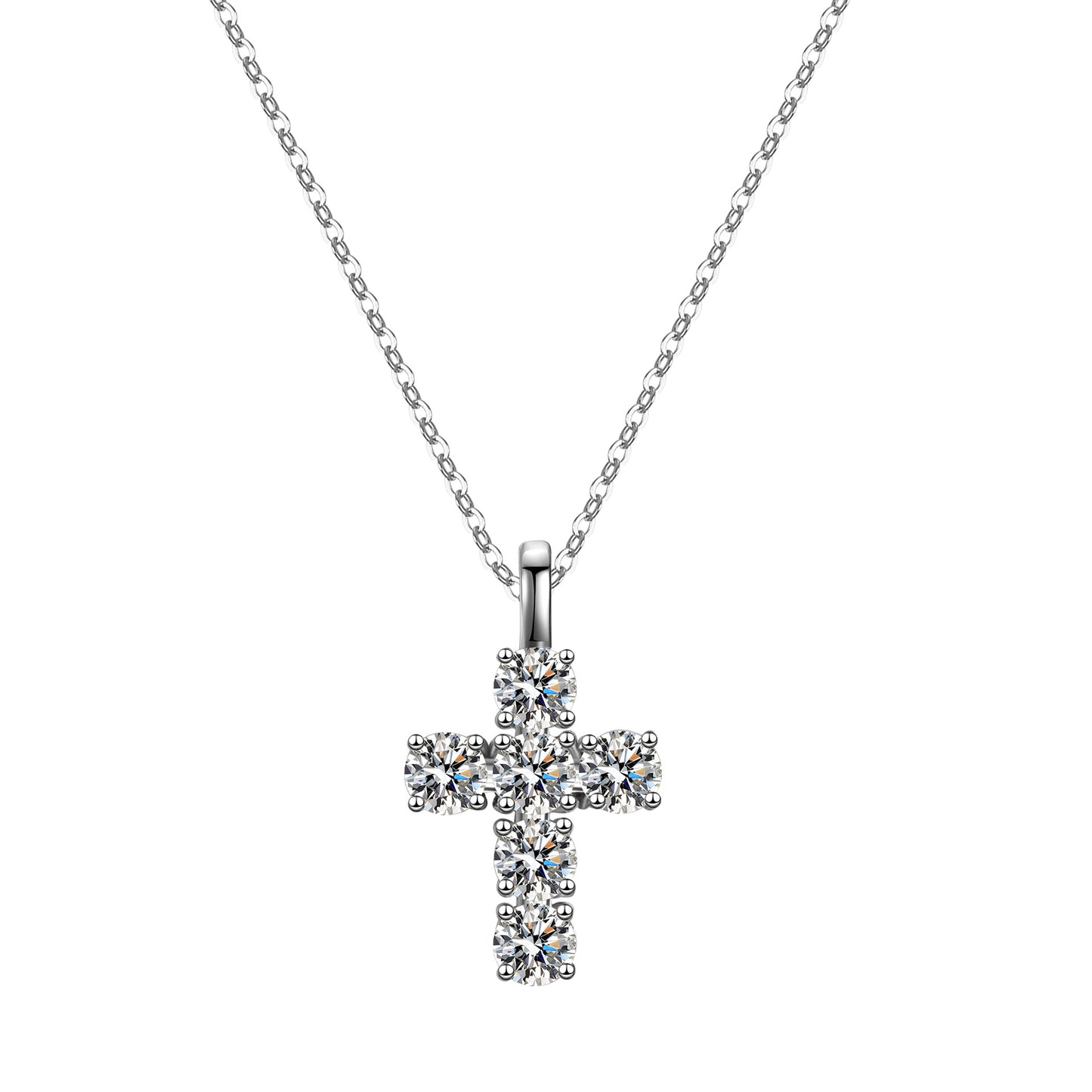925 Sterling Silver Pendant Necklace with Moissanite Women’s Fashion Cross & Geometric New Design Silver Pendant Clavicle Chain