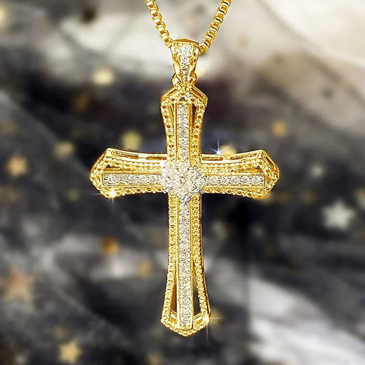Hip Hop Cross Necklace for Women with Dazzling CZ Stones
