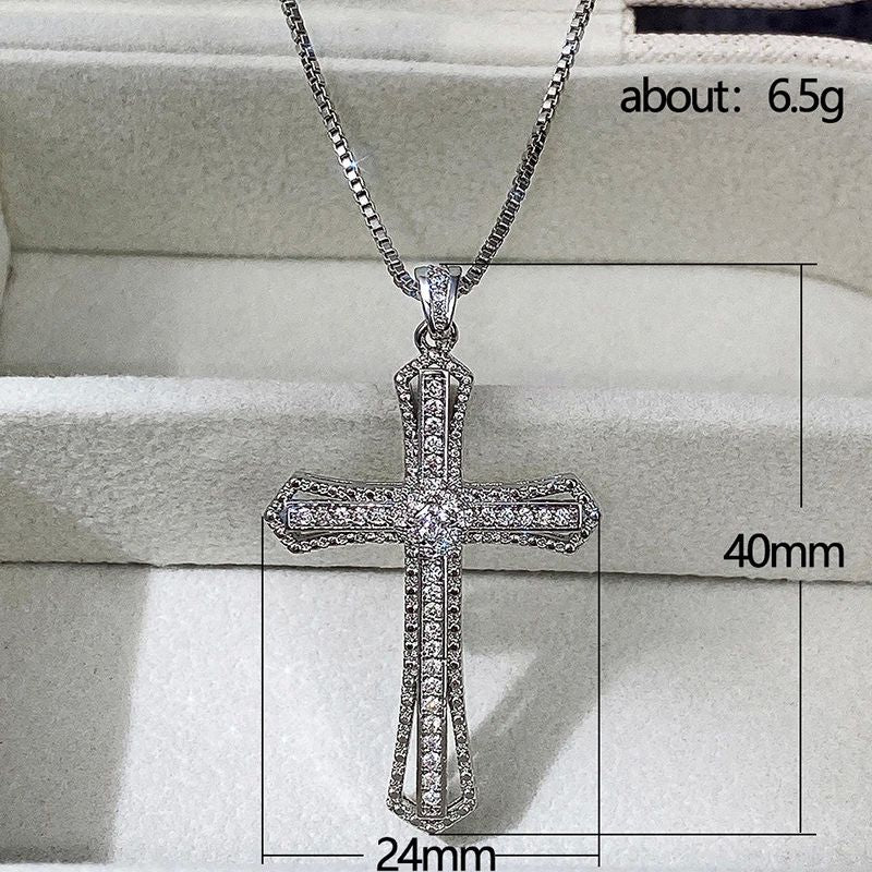 Hip Hop Cross Necklace for Women with Dazzling CZ Stones