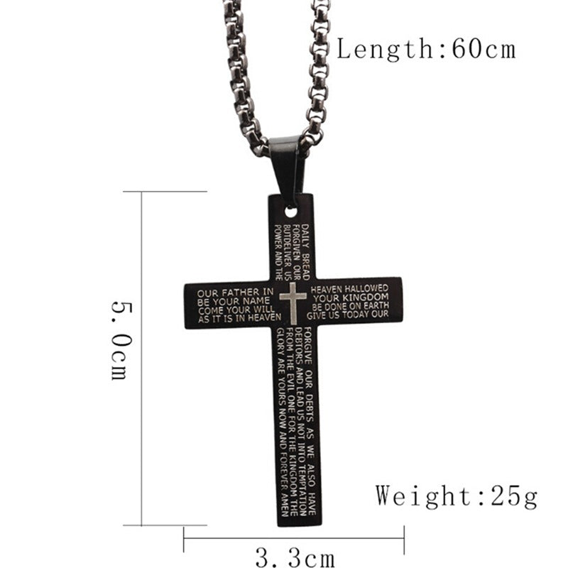 Trendy Unisex Stainless Steel Necklace with Titanium Steel Cross Pendant - Engravable & Versatile Jewelry