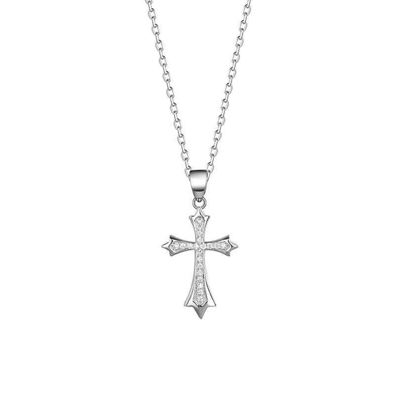 S925 Sterling Silver Cross Necklace for Women - Summer Western Minimalist Pendant Clavicle Chain