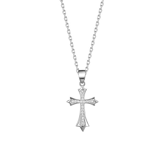 S925 Sterling Silver Cross Necklace for Women - Summer Western Minimalist Pendant Clavicle Chain