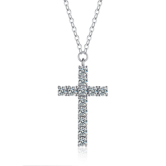 S925 Sterling Silver Cross Necklace for Women Elegant Minimalist Cross Pendant with Sparkling Moissanite Accents Premium Quality | Tarnish-Resistant | Timeless Luxe Design